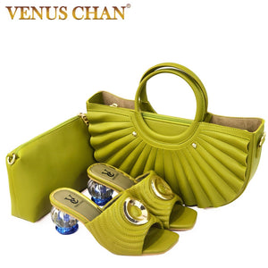 Itallian Design Fashion Colors, Party Elegant Women Shoes and Bag Set,  Rhinestone Mixed Metal C64