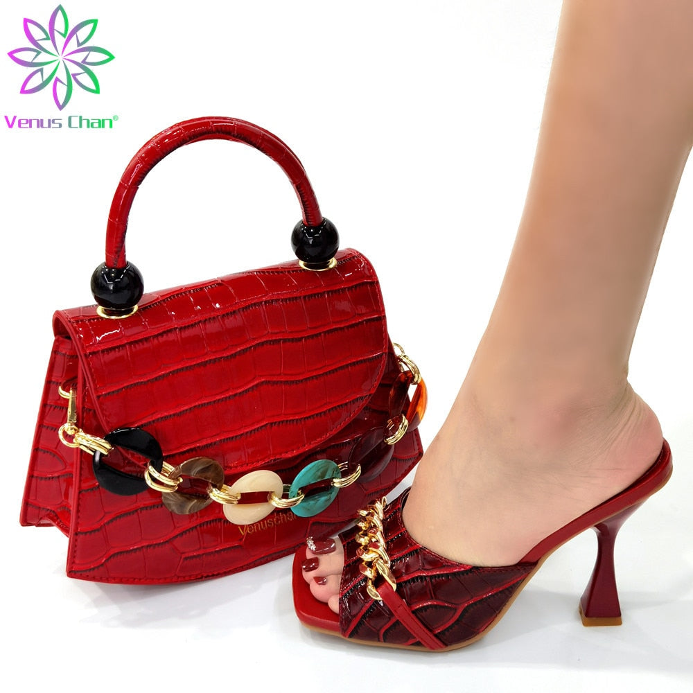 New Arrival African Hot Sale Sandals Footwear Women Shoes and Bag Set Italian Shoe and Bag To Match Wedding Party