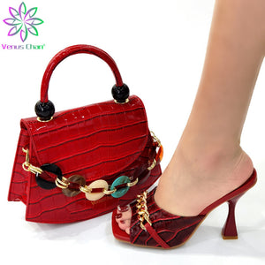 New Arrival African Hot Sale Sandals Footwear Women Shoes and Bag Set Italian Shoe and Bag To Match Wedding Party