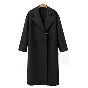 Winter Women Elegant Long Wool Coat With Belt Solid Color Long Sleeve Chic Outerwear Ladies Jackets Overcoat 2021