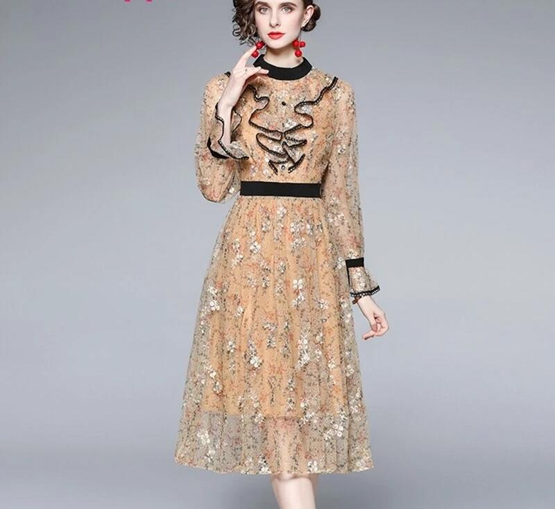 Women Luxury Embroidery Dress, elegant High Quality Cocktail dress, party dress, evening wear, Vintage Designer Lace dress C41