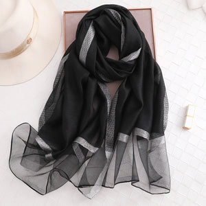 elegant Silk Scarf For Women, Long Size Pashmina, Lady Shawl, Female headWraps Hijabs Solid Soft Beach cover