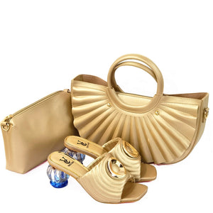 Itallian Design Fashion Colors, Party Elegant Women Shoes and Bag Set,  Rhinestone Mixed Metal C64