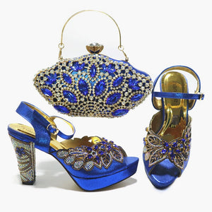 Italian Design style Shoes and handBag Set, Decorated with Appliques, USA Shoes size 7.5 to 10.5, evening handbag set, C61