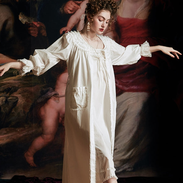 Peignoir set, Romantic Robe Set, Vintage long nightgown, silky Sleepwe –  Yes to Elegance