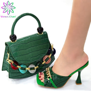 New Arrival African Hot Sale Sandals Footwear Women Shoes and Bag Set Italian Shoe and Bag To Match Wedding Party